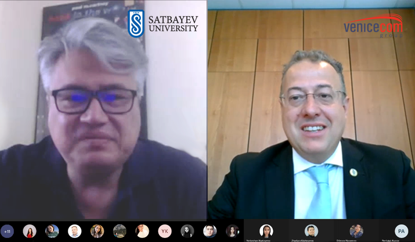 Pierluigi Aluisio presents Venicecom to students at the University of Almaty